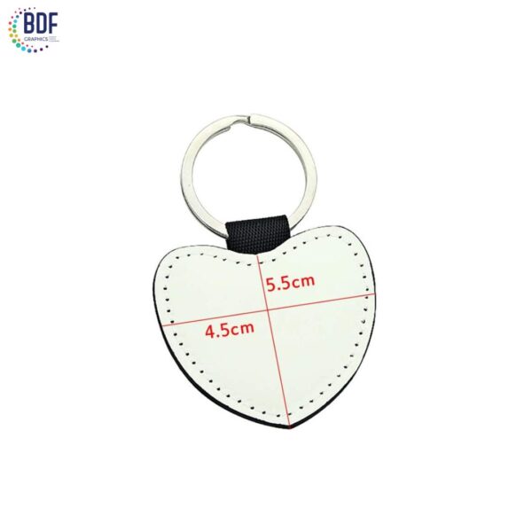 Double Sides Printable Sublimation Blanks Keychain PU Leather heart P1