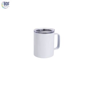 Tasse à café en acier inoxydable à sublimation avec couvercle (blanc)
