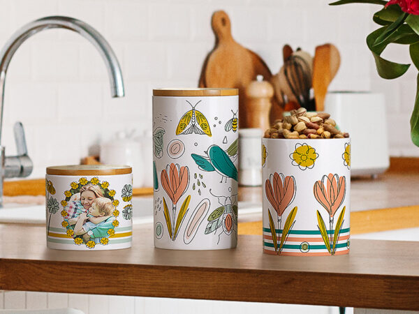 Sublimation  Storage Jar Ceramic Bamboo Lid - Image 3