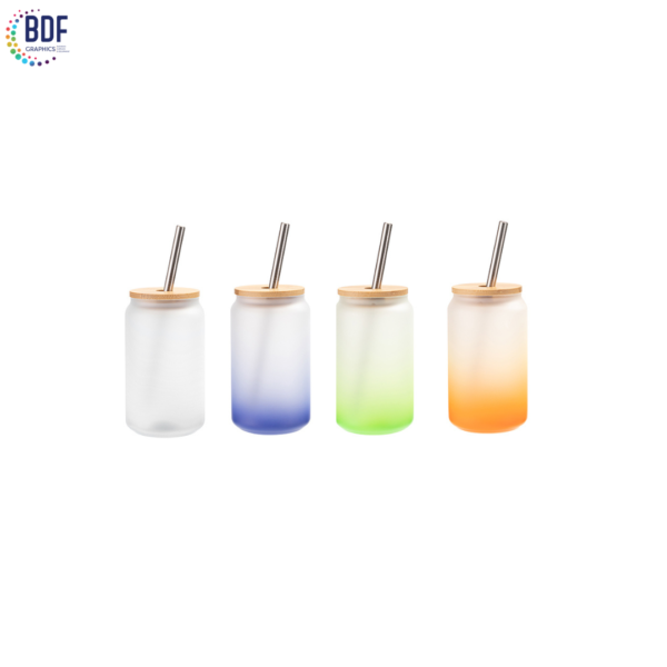 Sublimation 13oz/400ml Glass Can Gradient Bamboo Lid
