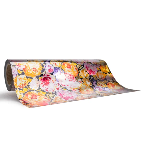 Ultra Soft Metallic Pattern Heat Transfer Vinyl Black Flower